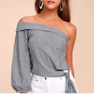 Free People Striped One-Shoulder Top